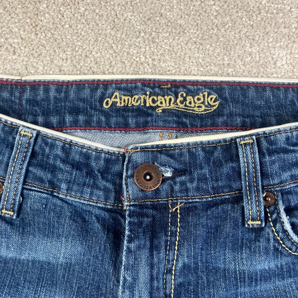 American Eagle Hipster Y2K Bootcut Jeans Women's 10 Reg Blue Denim Stretch - Picture 4 of 10